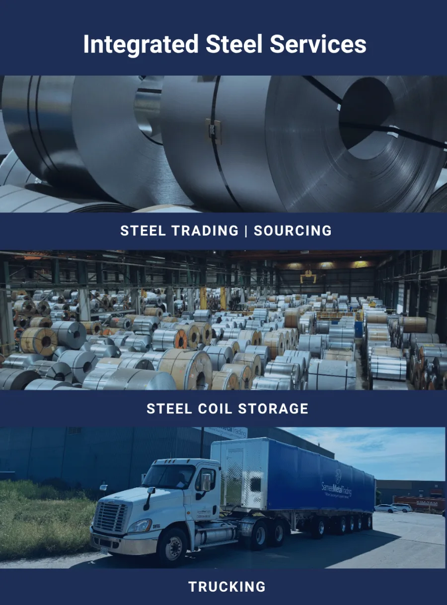 Integrated steel services: steel trading and sourcing, steel coil storage, and trucking